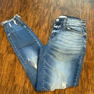 KanCan Distressed Blue Ankle Jeans